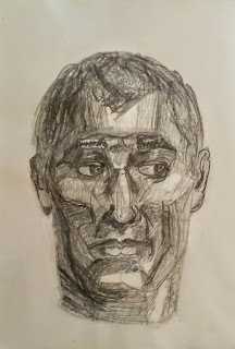 Pencil drawing of a familiar face.