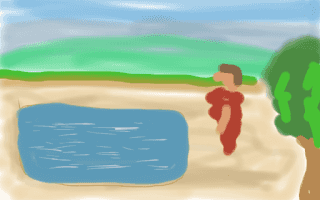 A swimmer preparing to dive into a swimming pool