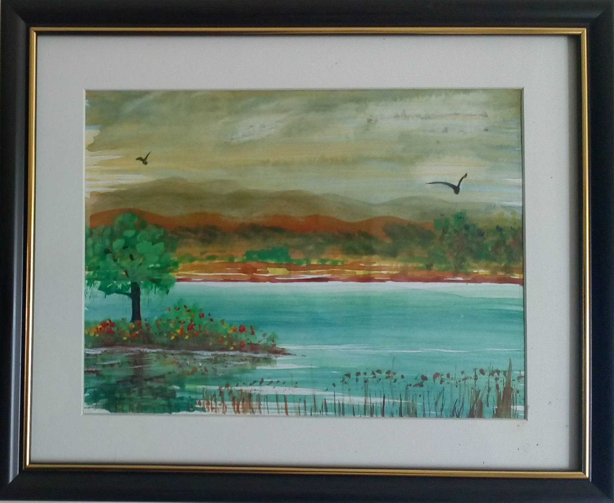 watercolour of river teign in Devon.